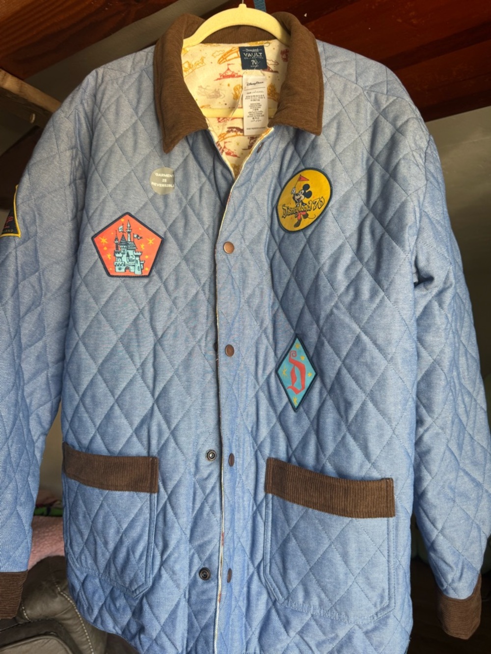 Disneyland Vault 70th Anniversary Reversible Quilted Patch Jacket Size XL NWT!